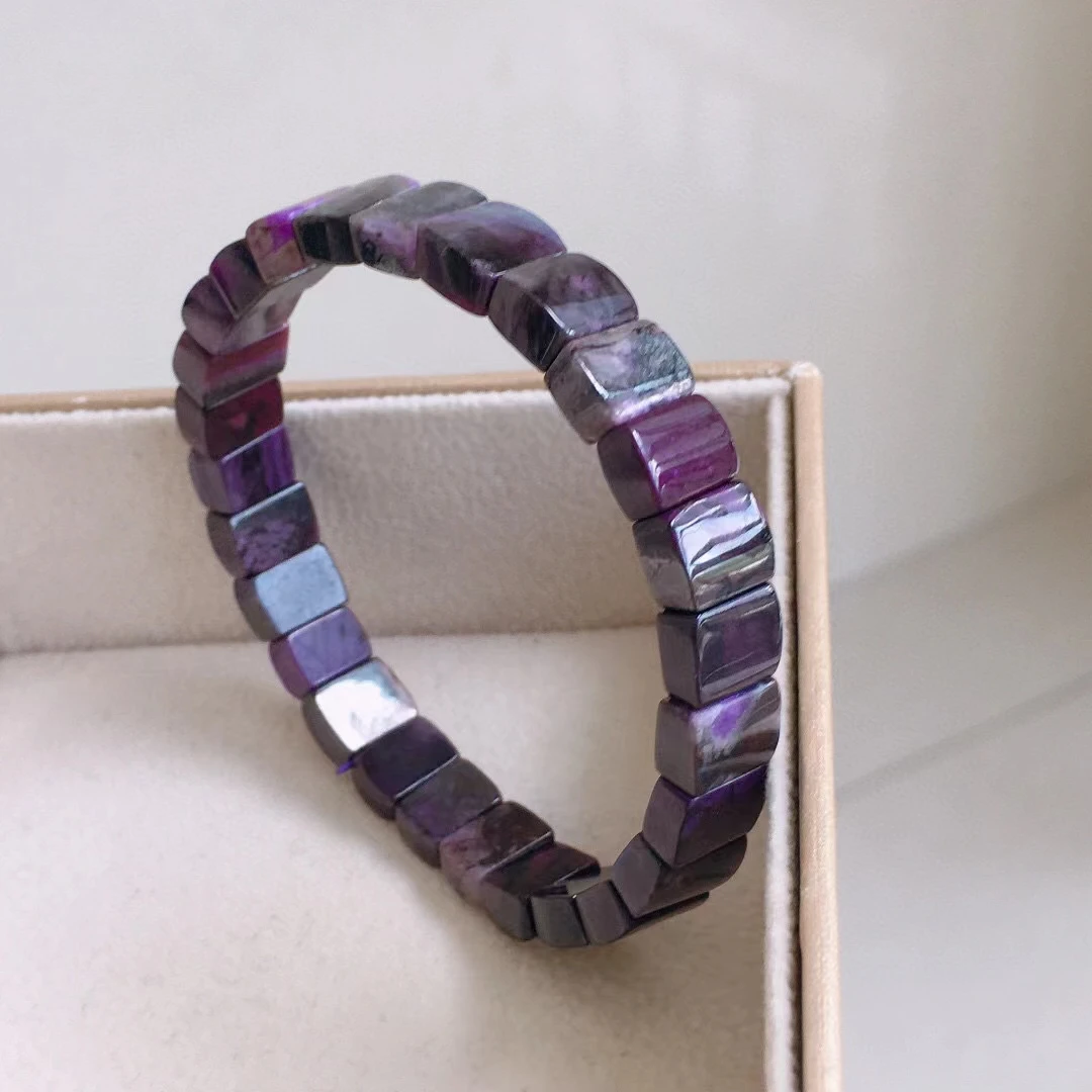 

Natural Purple Sugilite Rectangle Beads Bracelet 8.2x6.9x4mm Women Men Fashion South Africa Sugilite Healing Stone AAAAAA