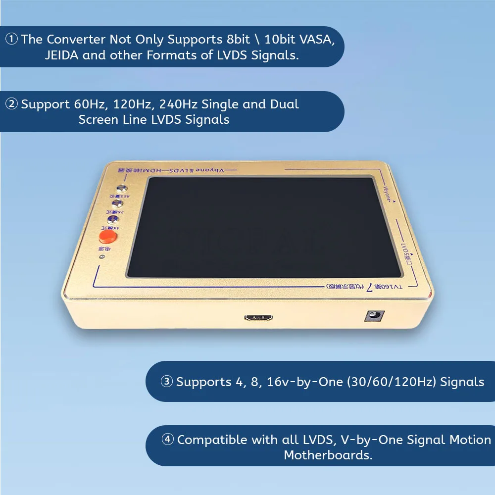 Convertisseur de carte mère TV160, 7 pouces, écran 1024x600, outil de test, kit 7e série, génération Vbyone LVDS vers HDMI, marque originale