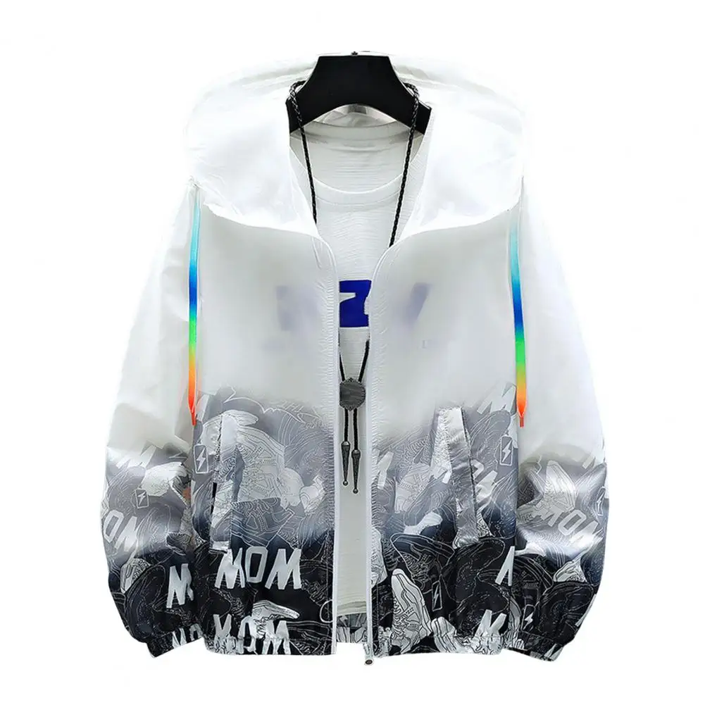 Windbreaker Jacket  Gradient Print   Sun Protection Clothing Men Summer Thin Sun Protection Coat