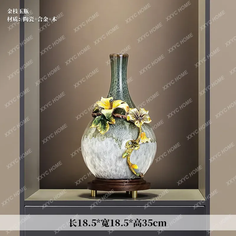 FFLiving room entrance vertical height, vase ornament niche light luxury high sense flower arrangement home decoration