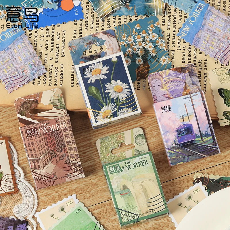 46 PCS The Wind of Four Seasons, Retro Art Student DIY Stationery Decoration Stickers Suitable for Photo Albums,Cups,Scrapbooks