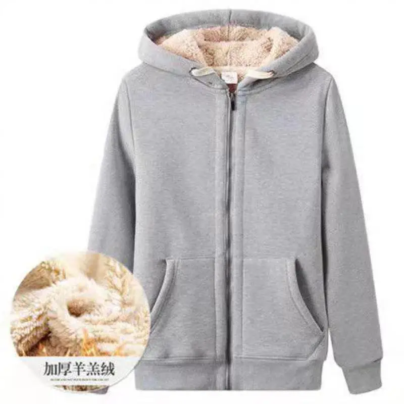 

Keep Warm Fleece Zipper Slim Fit Female Hoodie Cotton Woman's Sweatshirt Solid Color Young Lady Fashion Pullover Winter Models