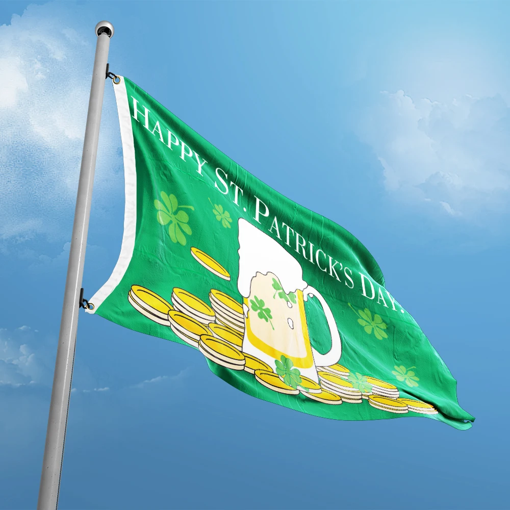 Happy St Patricks Day Flag Outdoor Flag 3ft x 5ft Polyester Banner Flying 150* 90cm Custom Double Stitching Resistance