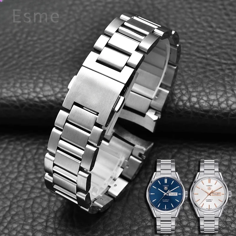

Solid Stainless Steel Watchbands for Tag Heuer Carrera Heritage Monaco Series Waterproof Sweatproof Curved Interface Strap 22mm