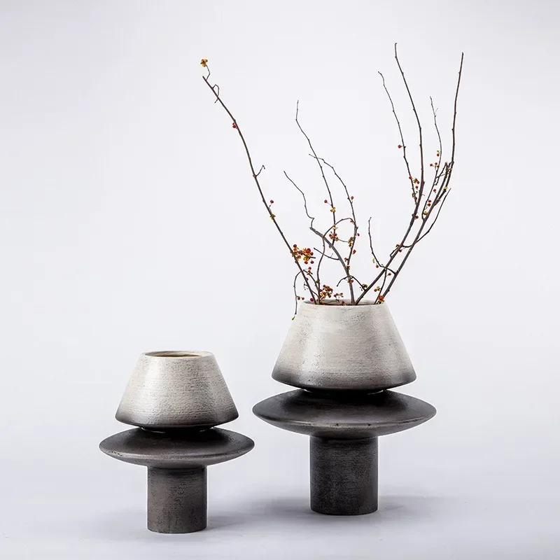 New product creativity irregular dried flower resin flower ornament, new Chinese style wabi-sabi model room sales office vase