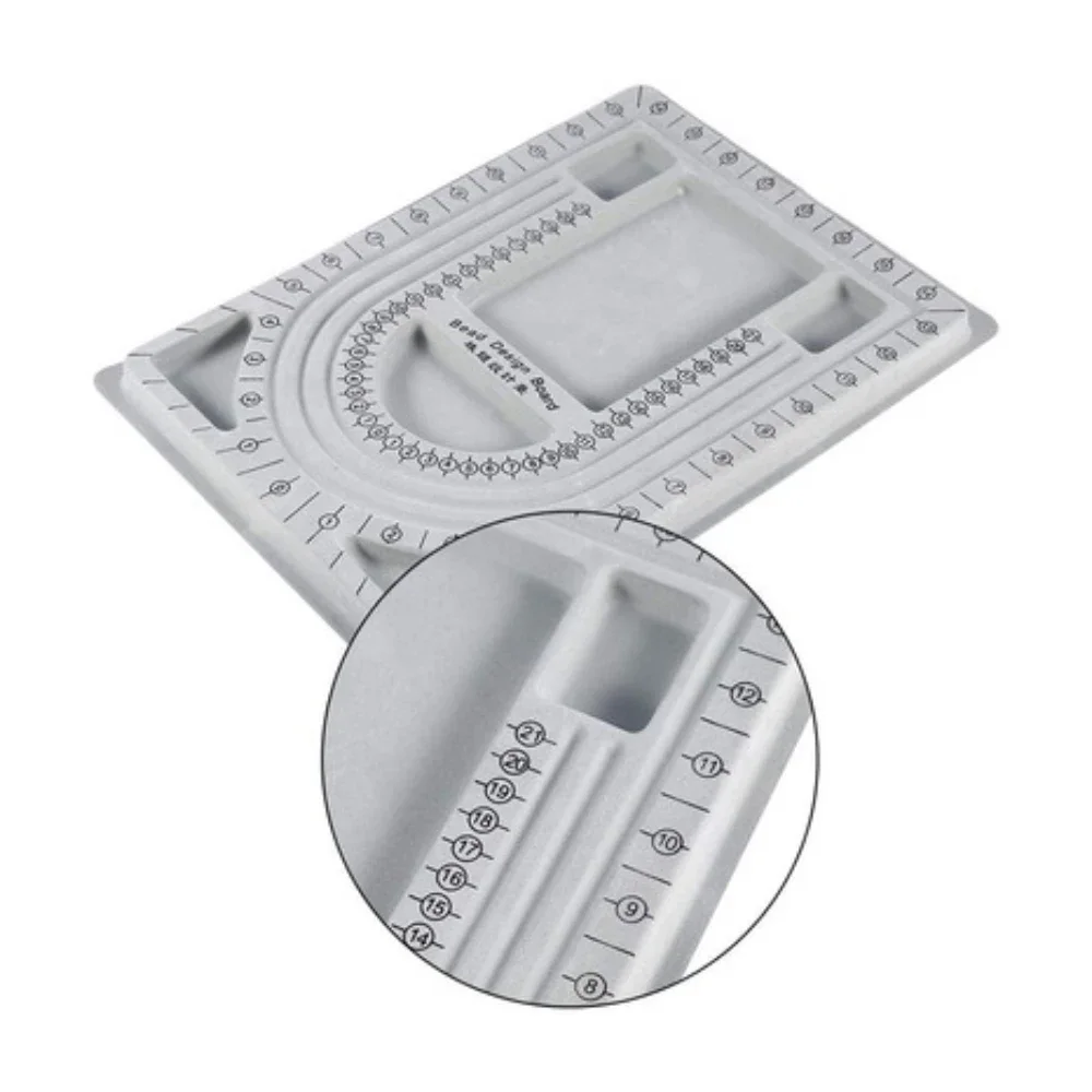 

Доска для бисера с крышкой Серые флокированные 3 U-образные каналы 6 встраиваемых отделений Дизайнерские доски для создания браслетов и ожерелий