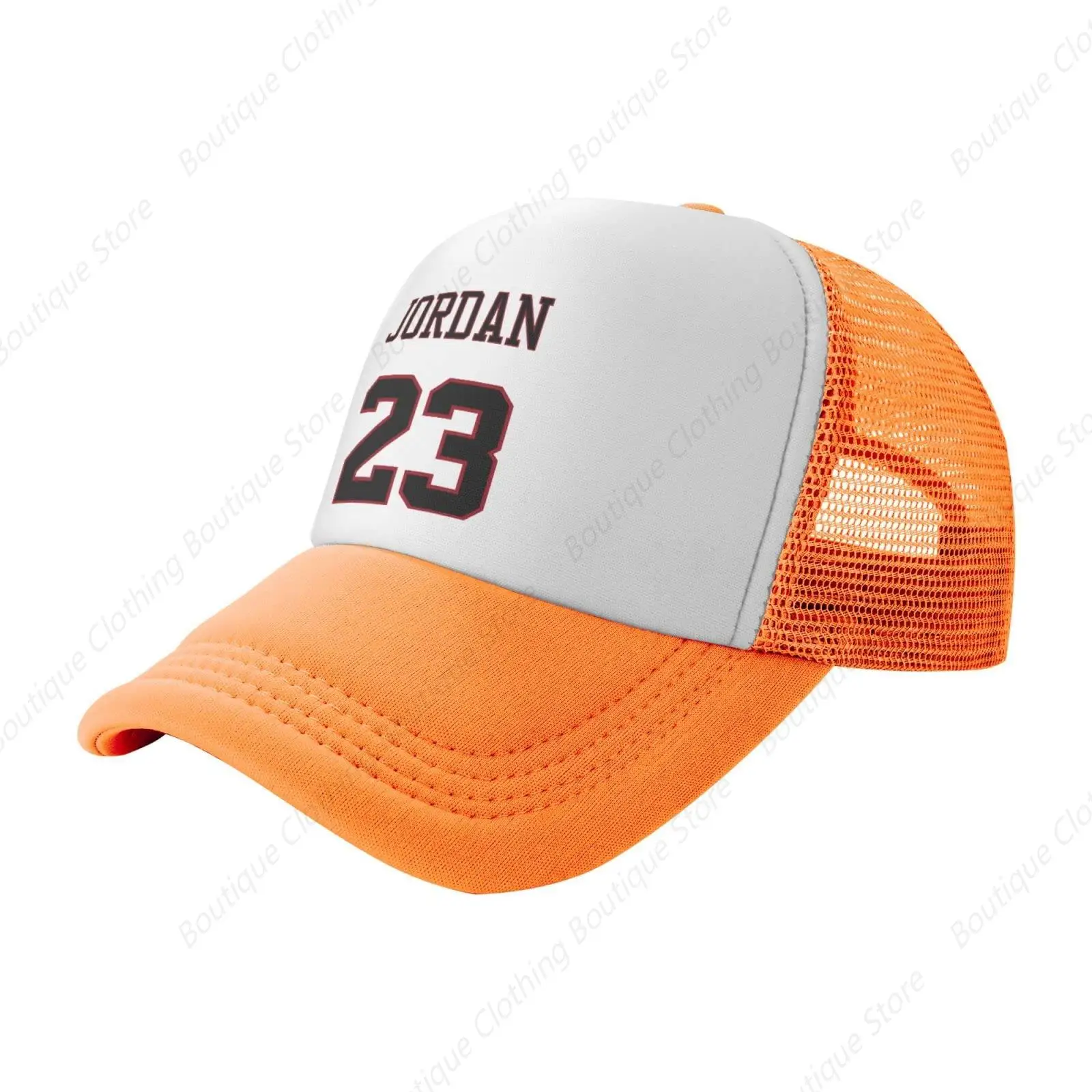 Basketball Fans 23 Jordan Mesh Cap Trucker Cap Sports Baseball Cap Casual Unisex Adjustable Hat Hip Hop Cap Orange