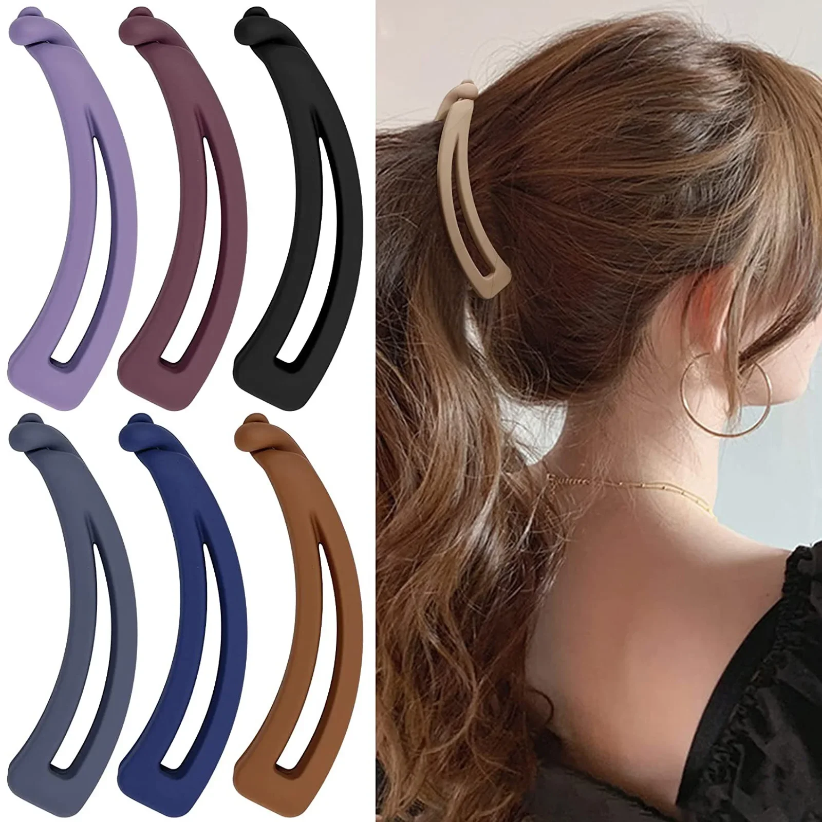 New Matte Vintage Banana Clip for Curly Long Straight Short Hair Claw Women Girls Hair Ponytail Holder Hairpin Clamp Grip