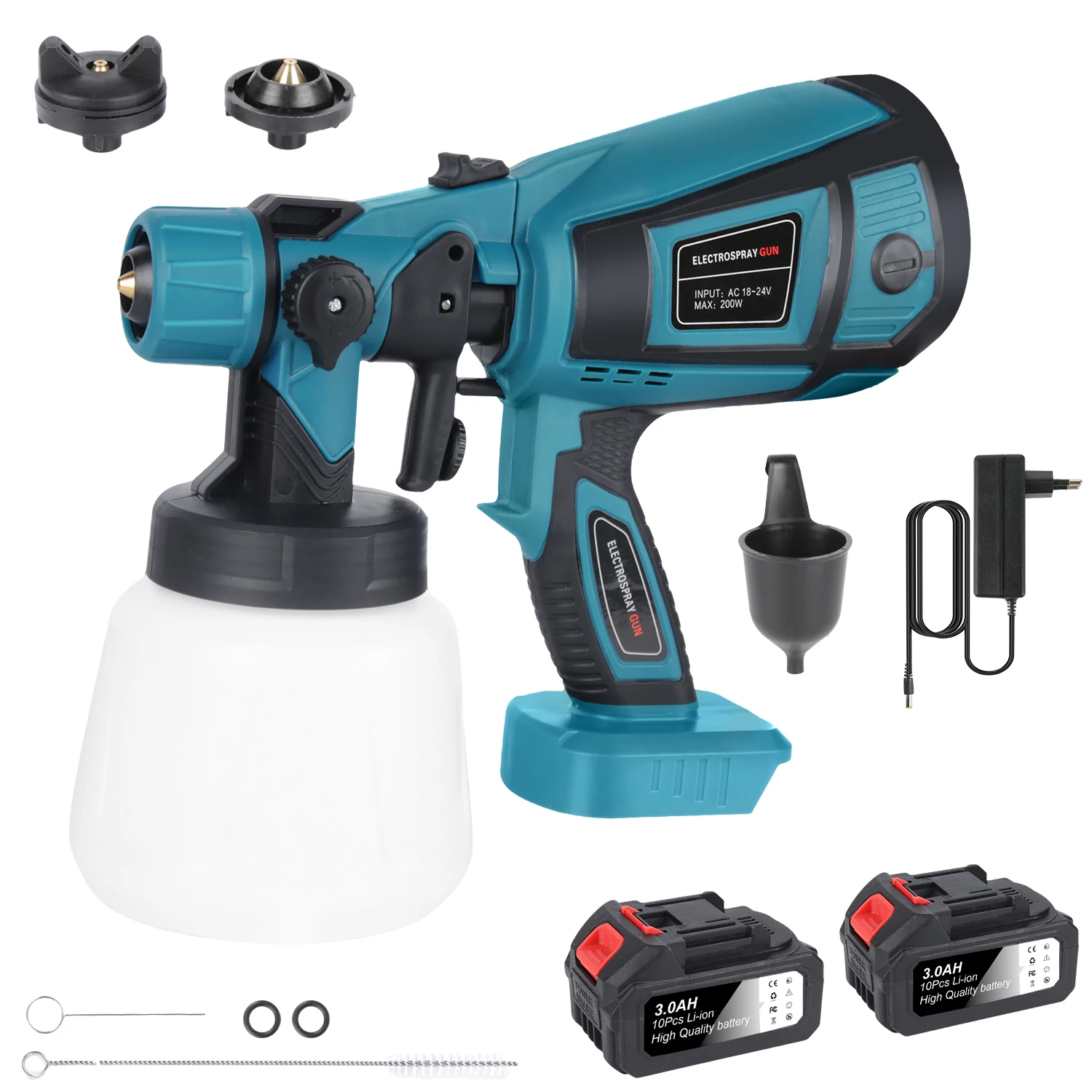 900ML Elektrische Verfspuitpistool met Hoge Capaciteit, HVLP Borstelloze Spuitpistool met 3 Spuitmonden, Airbrush voor Meubels/Wanden/DIY Projecten