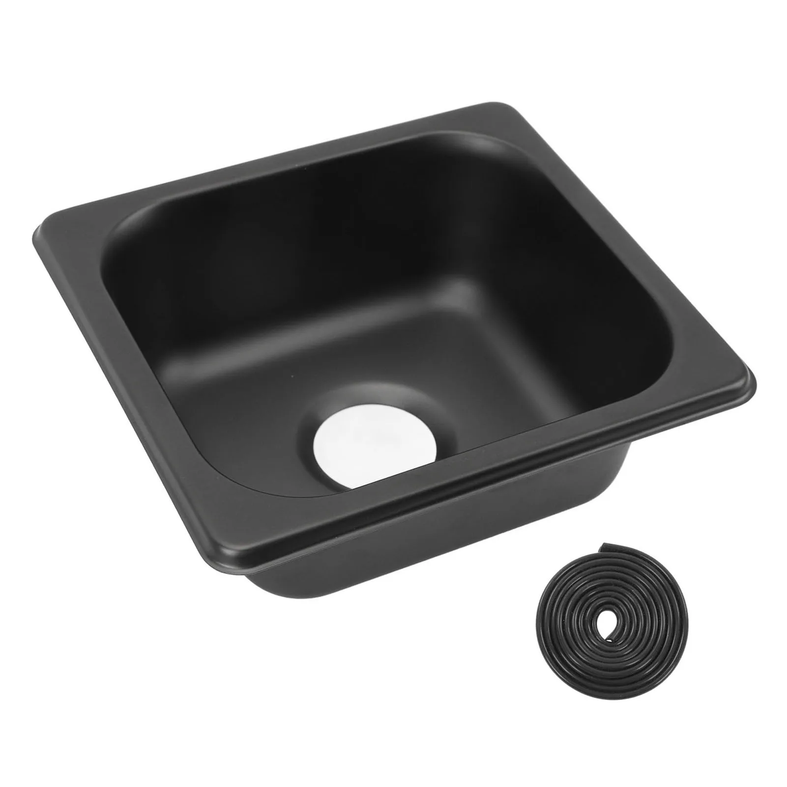 175x160x70mm RV Sink 304 Stainless Steel Black Electroplated Drop in Bar Sink for Boat Anti-Rust Easy Clean Durable Sink Bowl