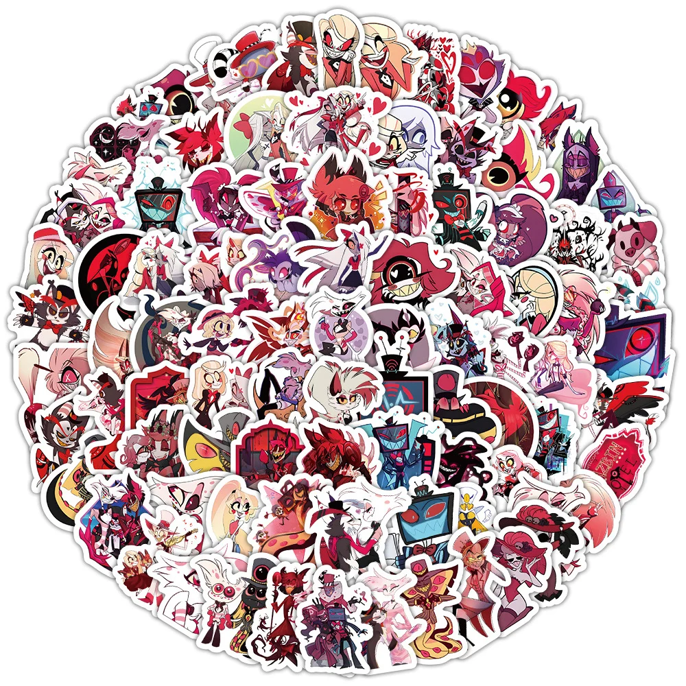 10/30/50/100pcs Hazbin Hotel Cartoon Stickers Anime Helluva Boss Decals Toy DIY Laptop Skateboard Car Cool Graffiti Sticker Pack