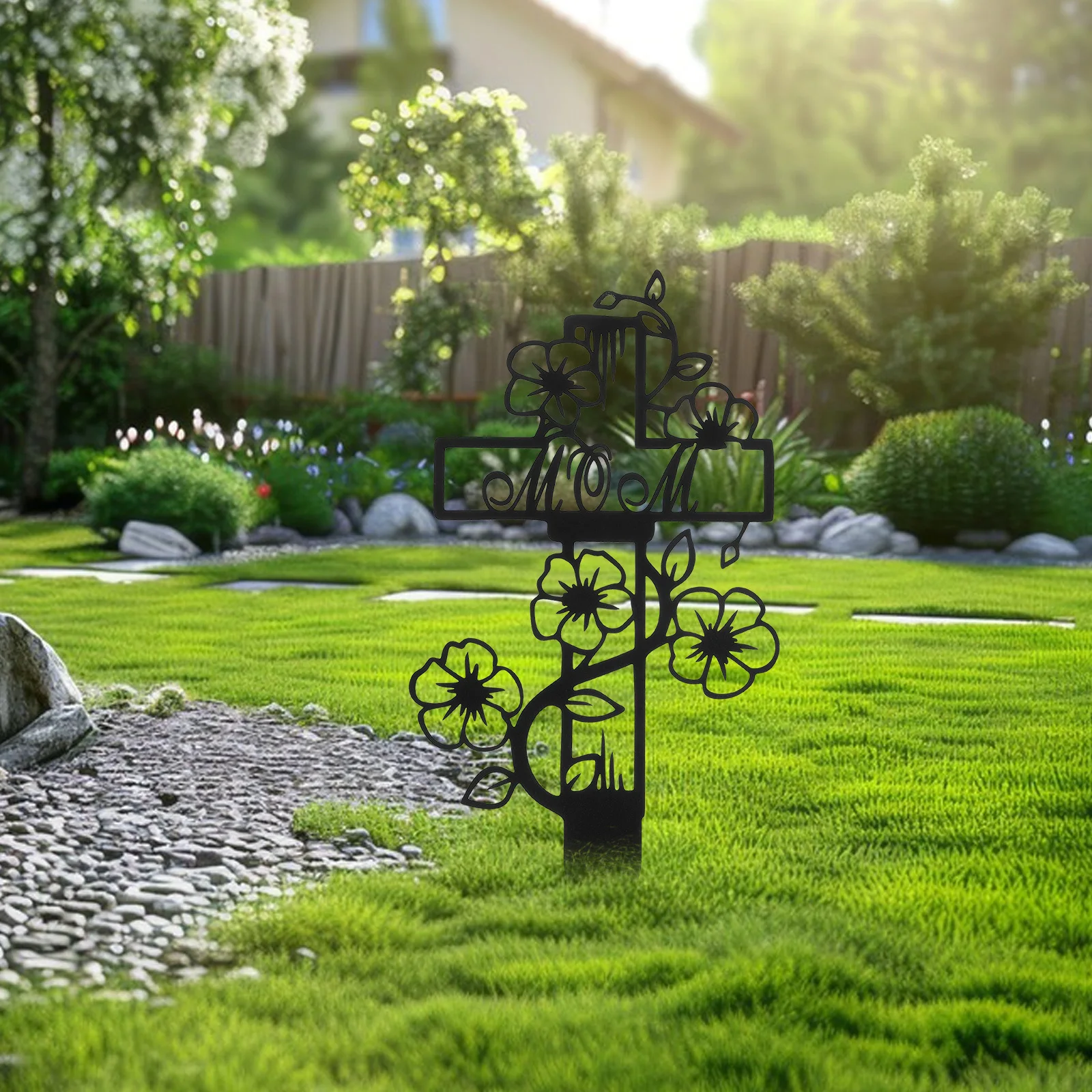 

1Set Memorial Stake Cemetery Decoration Hollow Out Design Durable Grave Marker Memorial Garden Stake