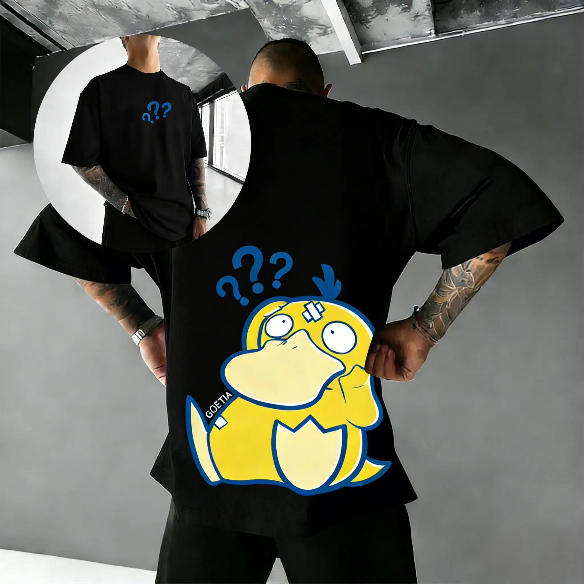 Pokemon Anime Psyduck Printed T-shirt Men's and Women's T-shirt Men's Tops Harajuku Y2K T-shirt 2026 Summer New Tee Streetwear