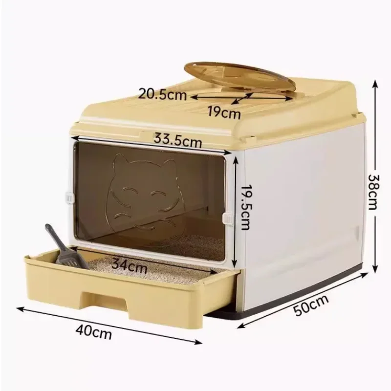 صناديق الرمل المغلقة بالكامل للقطط تصميم قابل للطي مرحاض القطط درج مريح صندوق نفايات الغبار رائحة طارد منتجات الحيوانات الأليفة