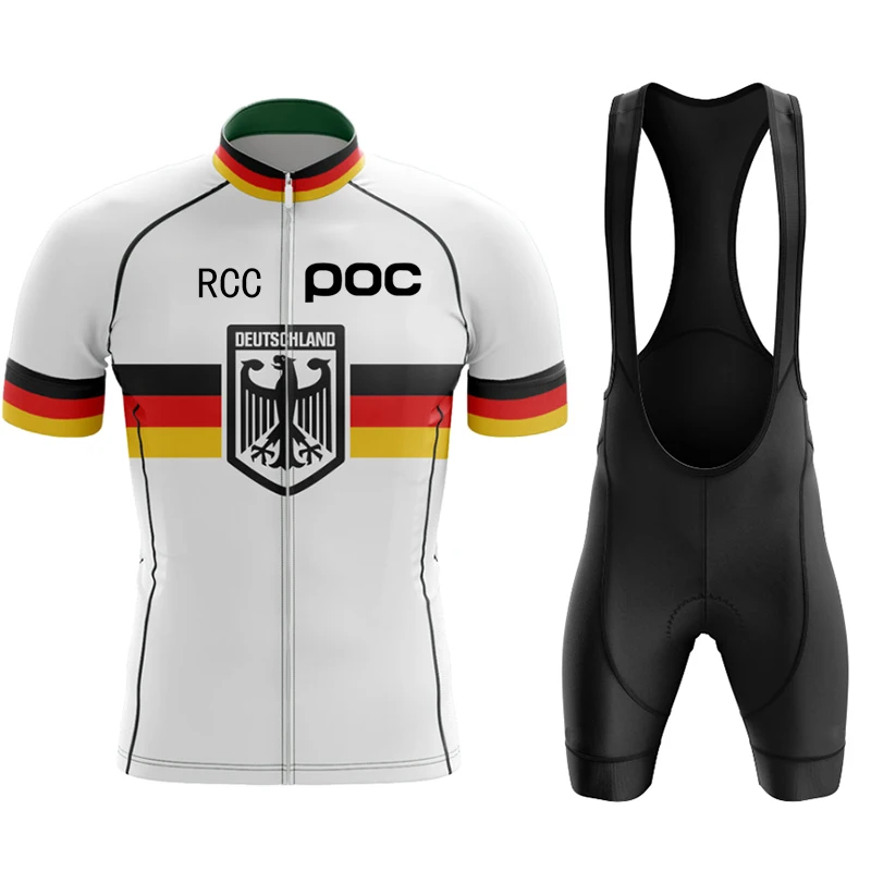 RCC POC 2024 Short Sleeve Men Cycling Jersey Set Breathable MTB Maillot Ciclismo Outdoor Sports Bib Pant Summer Cycling Clothing