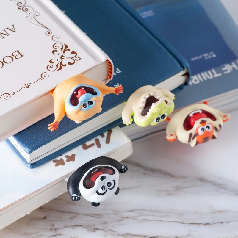 Cartoon PVC Bookmark Textbook Page Mark Novel Page Divider 3D Animal Bookmarks Gift Bookmarks for Book Lovers Kid Women Men