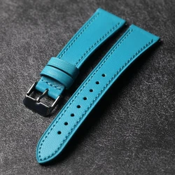 Handmade Blue Personalized Watchband Ultra-Thin 18 19 20 22MM Quick Release Calfskin Soft Bracelet Vintage Style Men Watch