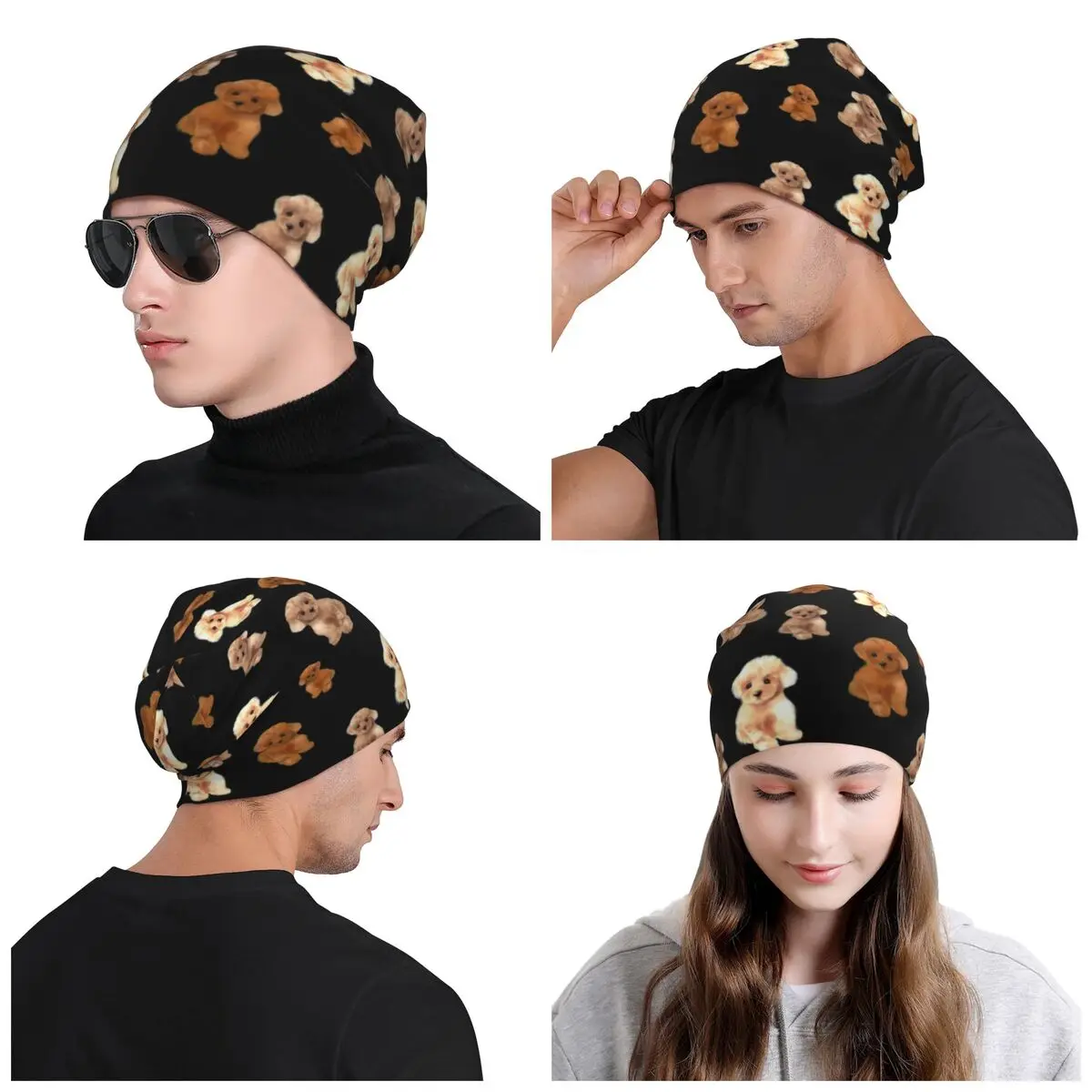 Teacup Poodle Dog Skullies Beanies Caps Unisex Winter Warm Knitting Hat Fashion Adult Pet Lover Bonnet Hats Outdoor Ski Cap