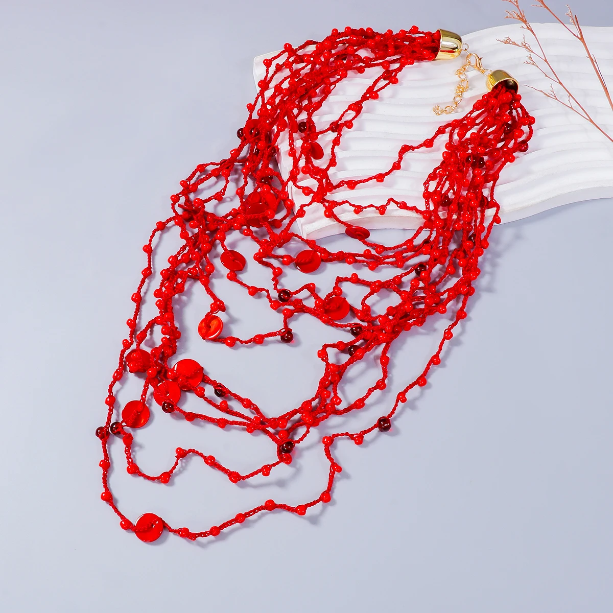 2024 New ZAA Red Multilayer Tassel Beads Chains Choker Necklaces for Women Vintage Statement Jewelry Holiday Party Gifts