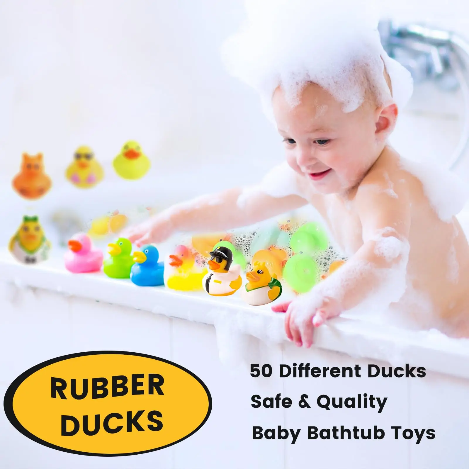 1-100pcs Rubber Ducks in Bulk,Assortment Duckies for Jeep Ducking Floater Duck Bath Toys Party Favors