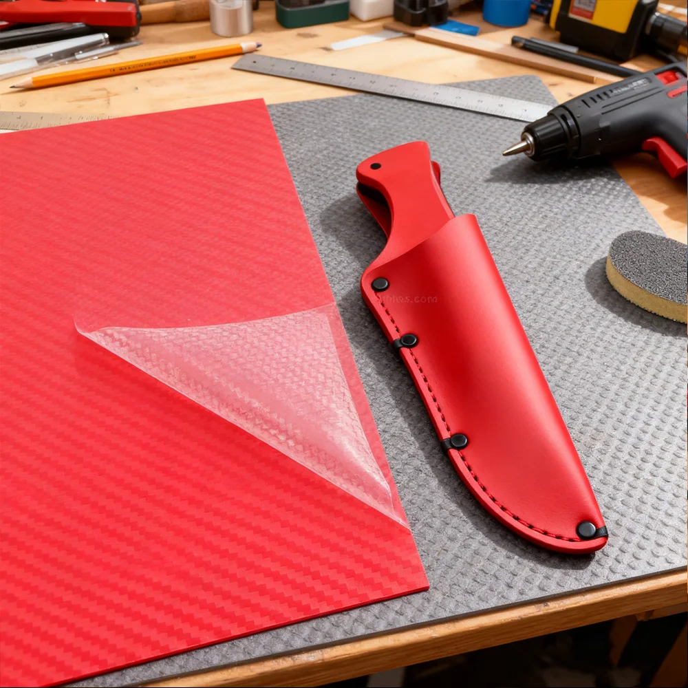 1Piece Red Carbon Fiber Kydex Board DIY Knife Sheath Craft Making Thermoplastic Material for Handmade