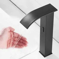 Black Sensor Waterfall Basin Faucet Automatic Sensor  Touchless Sink Basin Hot Cold Water Mixer Crane Bathroom