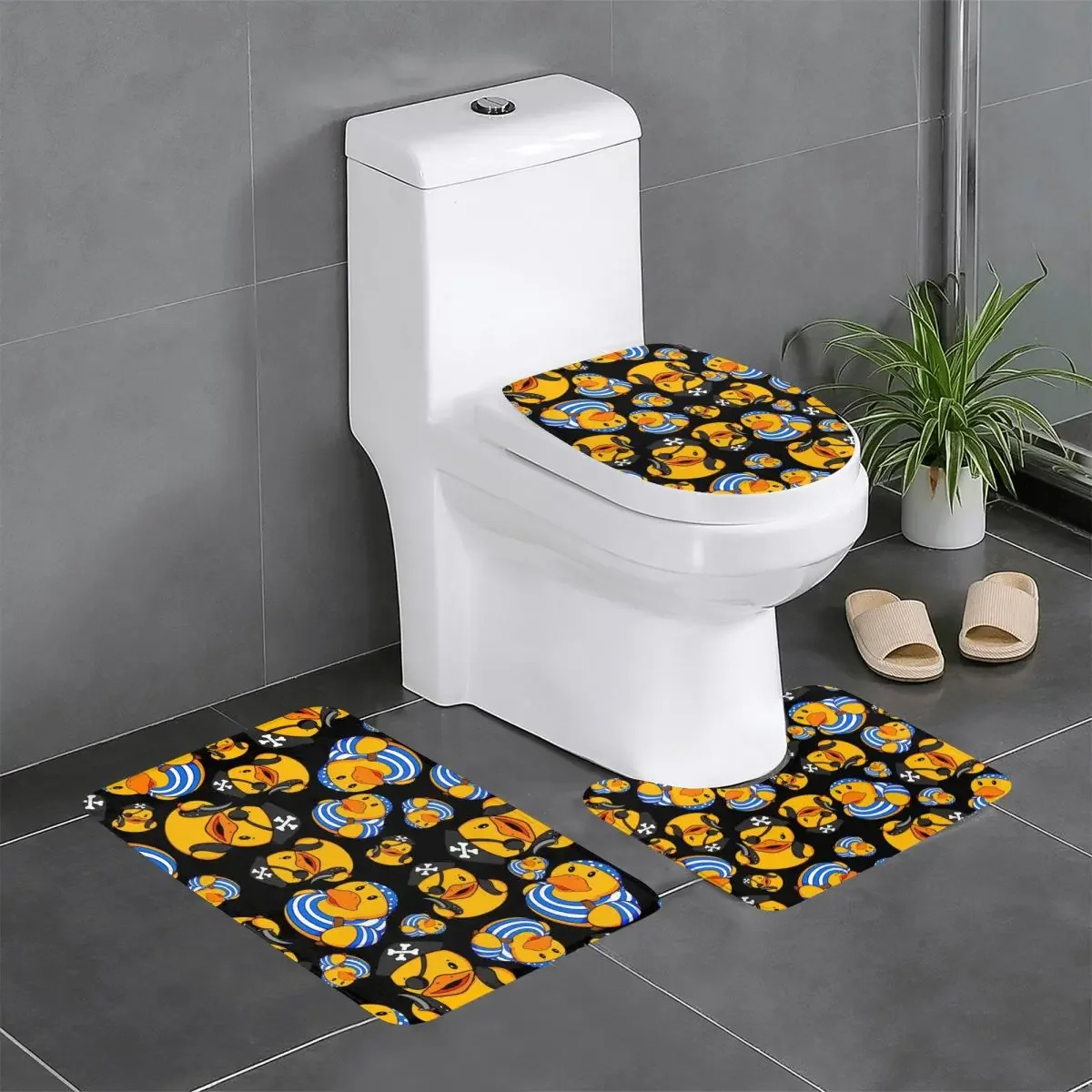 

Пользовательские мультяшные животные резиновая утка наборы ковриков для ванной комнаты Нескользящие впитывающие 3-х предметные коврики для ванной и туалета коврики