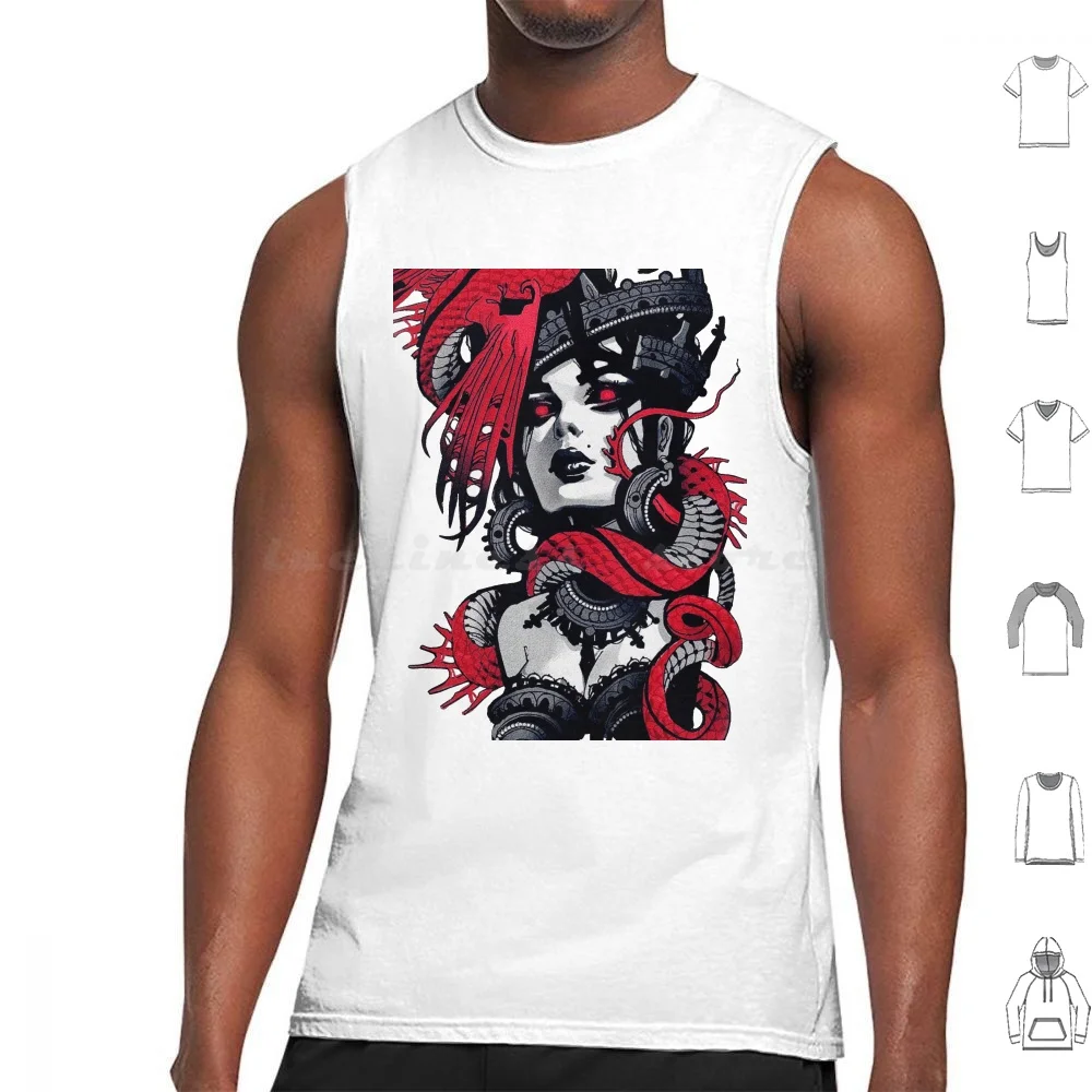 Neon Goth Vaporwave Urban Style Tank Tops Print Cotton Vaporwave Japanese Cyborg Robot Glitch Hipster Future