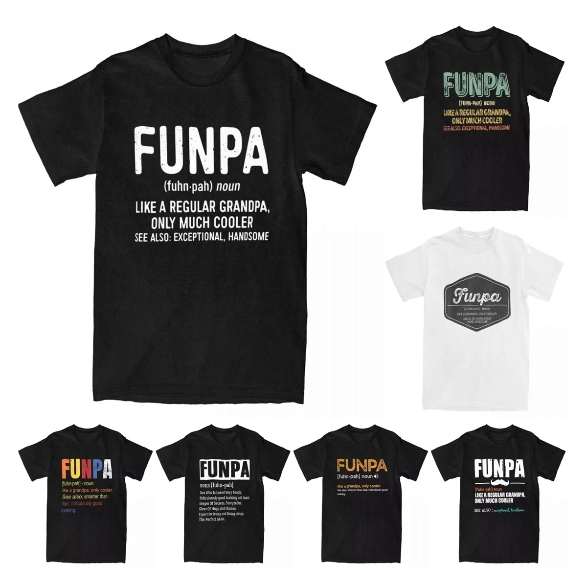 Men's T-Shirt Funpa Definition Like A Regular Grandpa Only Cooler Amazing Cotton Tee Shirt Father's Day T Shirt Tops Original