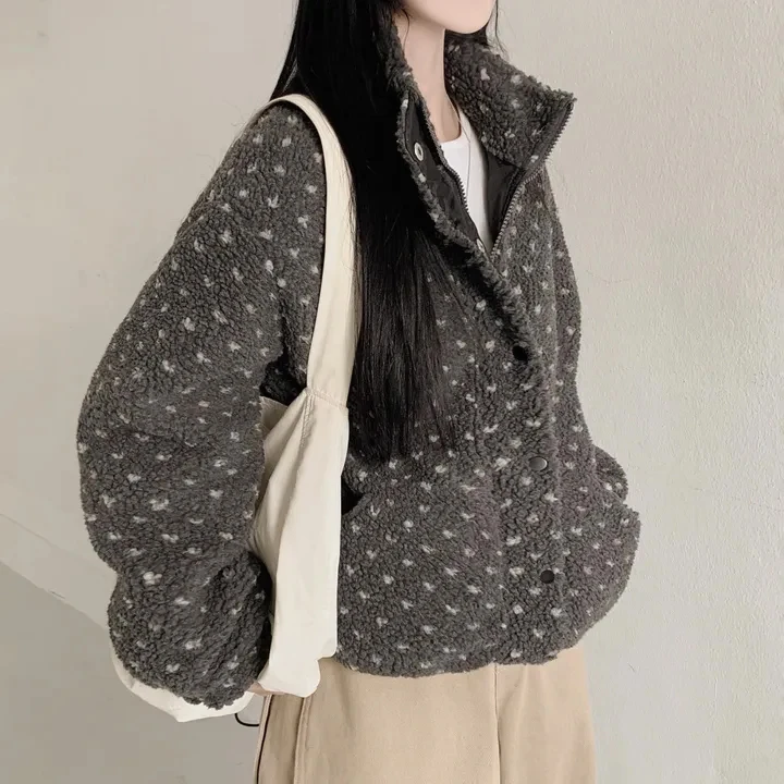 Colletto alla coreana in pelliccia di agnello foderato in cotone da donna Jaet coreano Sle primavera autunno inverno capispalla casual streetwear