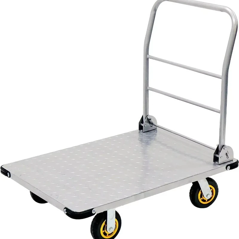 

2000LBS Heavy Duty Large Flatbed Hand Truck Cargo Transport Trolley Steel Platform Truck Foldable Push Dolly Cart Handcart