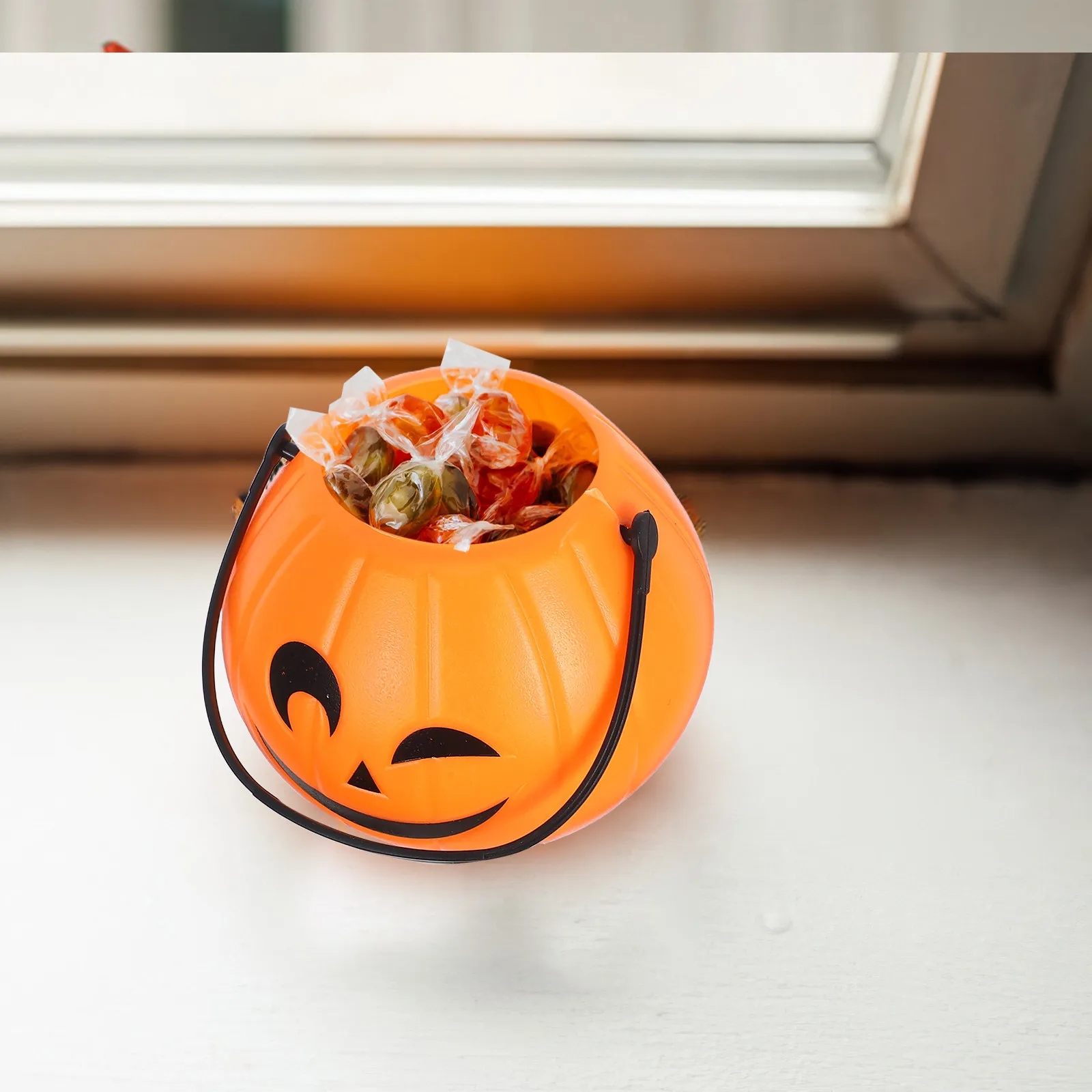 4Pcs Small Portable Pumpkin Buckets Halloween Candy Holders Plastic Trick Or Treat Pails Party Decoration Storage