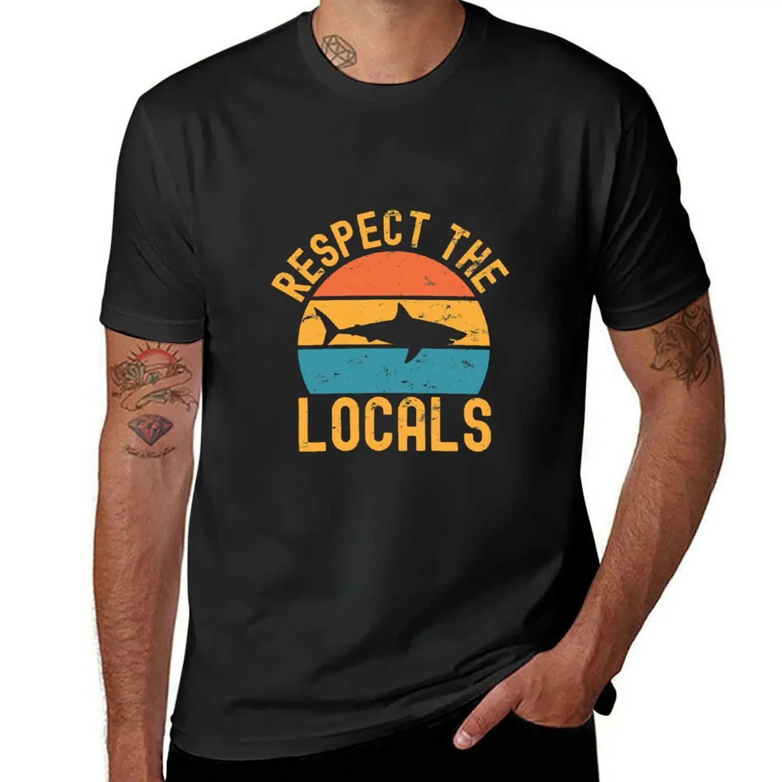 Respect the locals shark T-Shirt plus size tops shirts graphic tees Short sleeve tee customizeds t shirts men