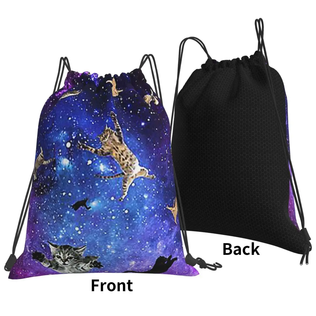 Space Cats Backpacks Fashion Portable Drawstring Bundle Pocket Sports Bag Book Bags For Man Woman Students