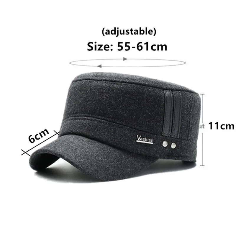 2023 New Winter Flat Caps For Men Plush Thickened Coldproof Earmuffs Hat Warm Military Hats Cycling Cap Golf Cap Free Shipping