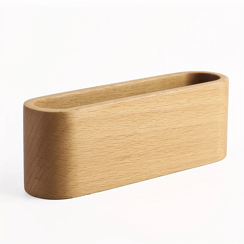 حامل بطاقات عمل فاخر من خشب الزان - منظم مكتب تنفيذي، حامل عرض بطاقات خشبي ذو سعة كبيرة، صينية سطح مكتب بسيطة #5