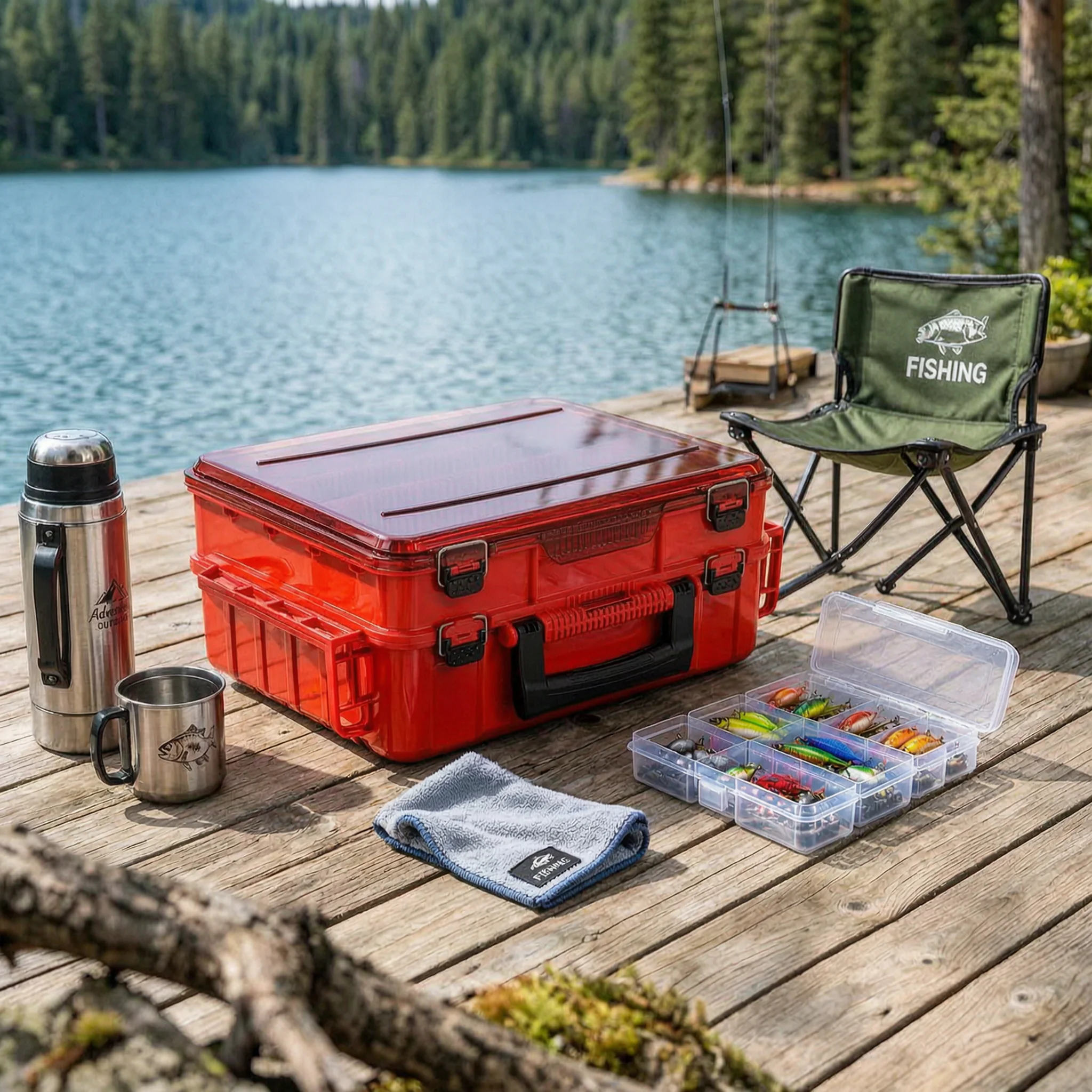 

Double-Layer Tackle Box Translucent Lid Double Layer Tackle Box Carrying Handle Customizable Dividers