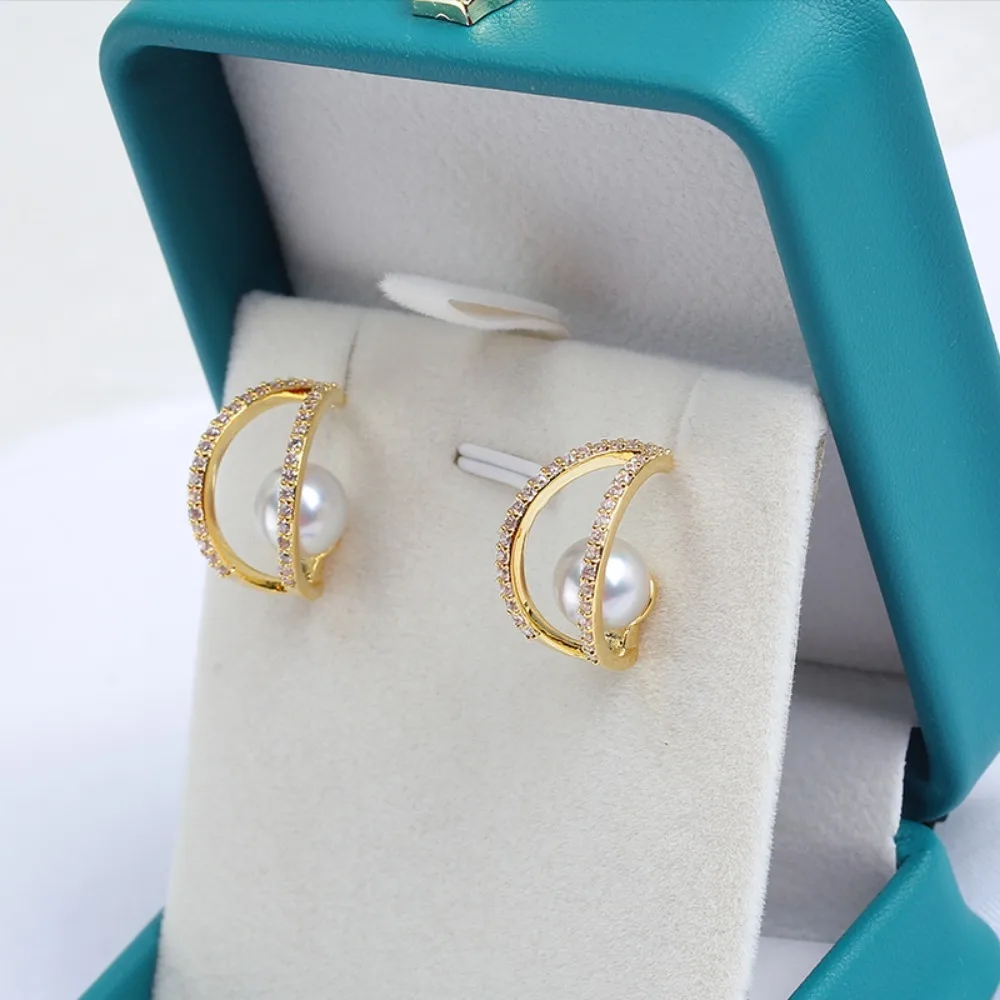 

6PCS S925 Sterling Silver Needle 18K Gold Wrapped Plated Brass Earring Settings Diy Jewelry Pearl Earrings Accessories