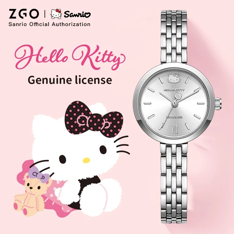 ZGO x Hello Kitty Sanrio Women's Watch Simple Waterproof Quartz Wristwatch Light Luxury and High-End Gift 295