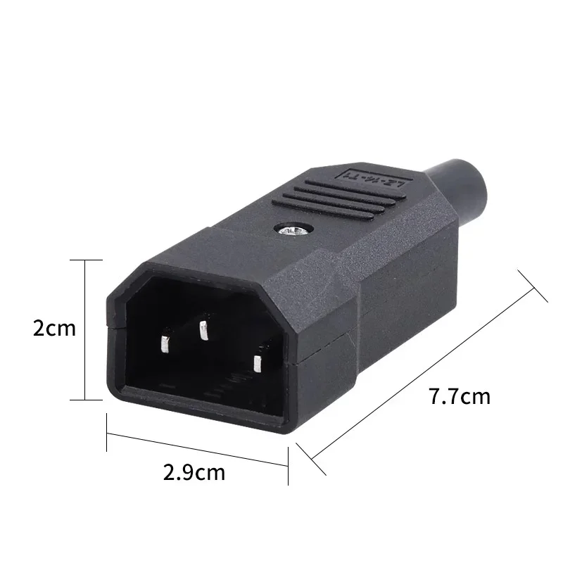 5/20/100PCS C13 C14 lEC  3 Pin Straight Cable Plug Connector 10A250V Black Female&Male Plug Rewirable Power Connector AC Socket