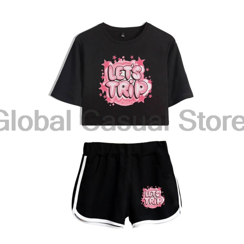 

Sturniolo Triplets Let's Trip Airbrush 2024 New Logo Fresh Love Merch Two Piece Set Short Sleeve Crop Top+Shorts Women's Set