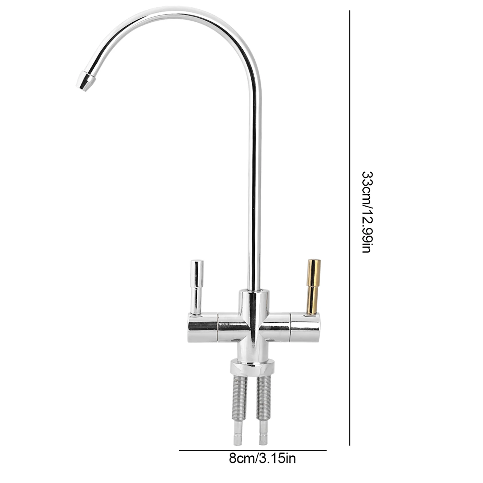 1/4'' Double Holes Sink Faucet Tap Chrome Reverse Osmosis RO Drinking Water Filter