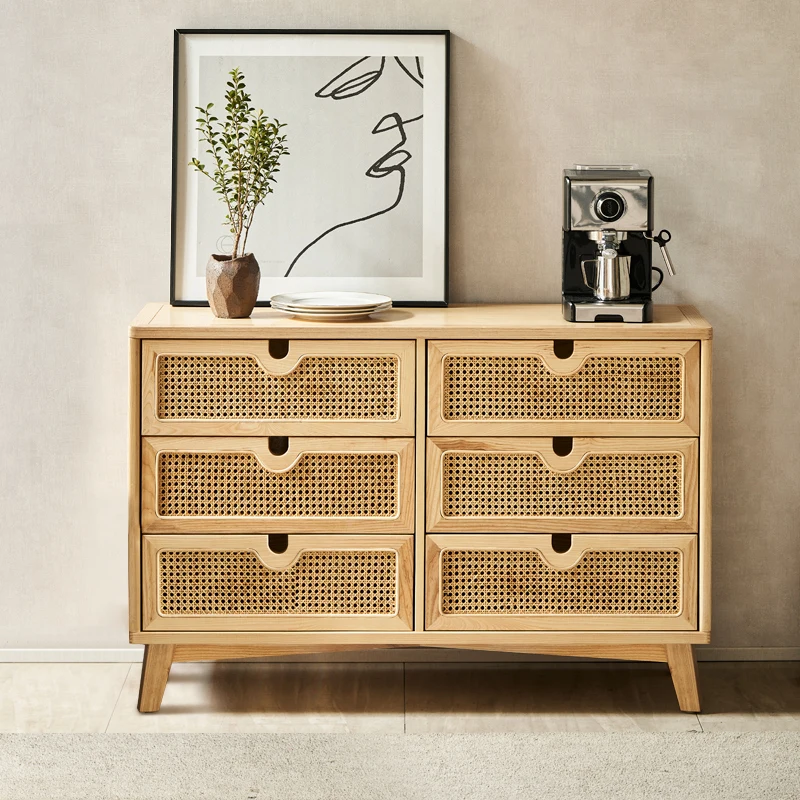 Vine woven five bucket cabinet, minimalist modern storage cabinet, bedroom foyer cabinet