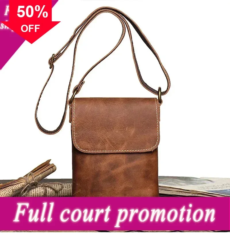 Genuine Leather Cellphone Pouch With Strap Men Women Shoulder Small Crossbody Fashion Sling Bag For Outdoor