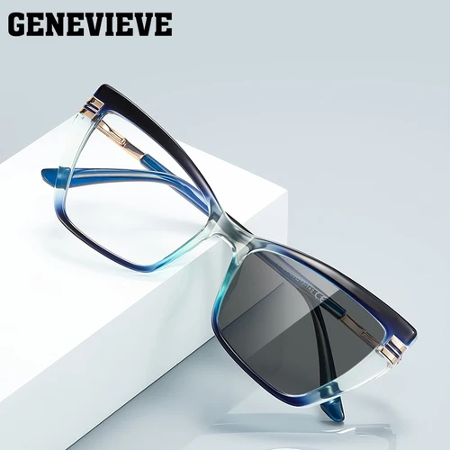 Imagen 2 del producto GENEVIEVE mariposa personalizada diseño de marco grande gafas fotocromáticas antiluz azul para mujer prescripción personalizable