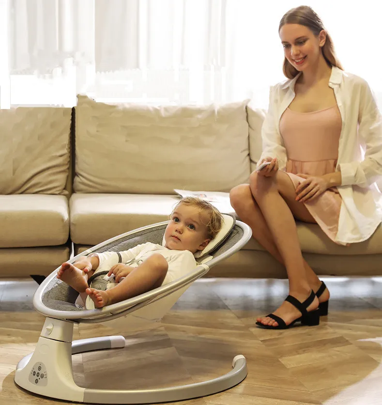 Hot Sale Baby Bouncer Elegant Kids Chair Baby Rocker Baby Rocking Chair with Music Bluetooth Remote Control