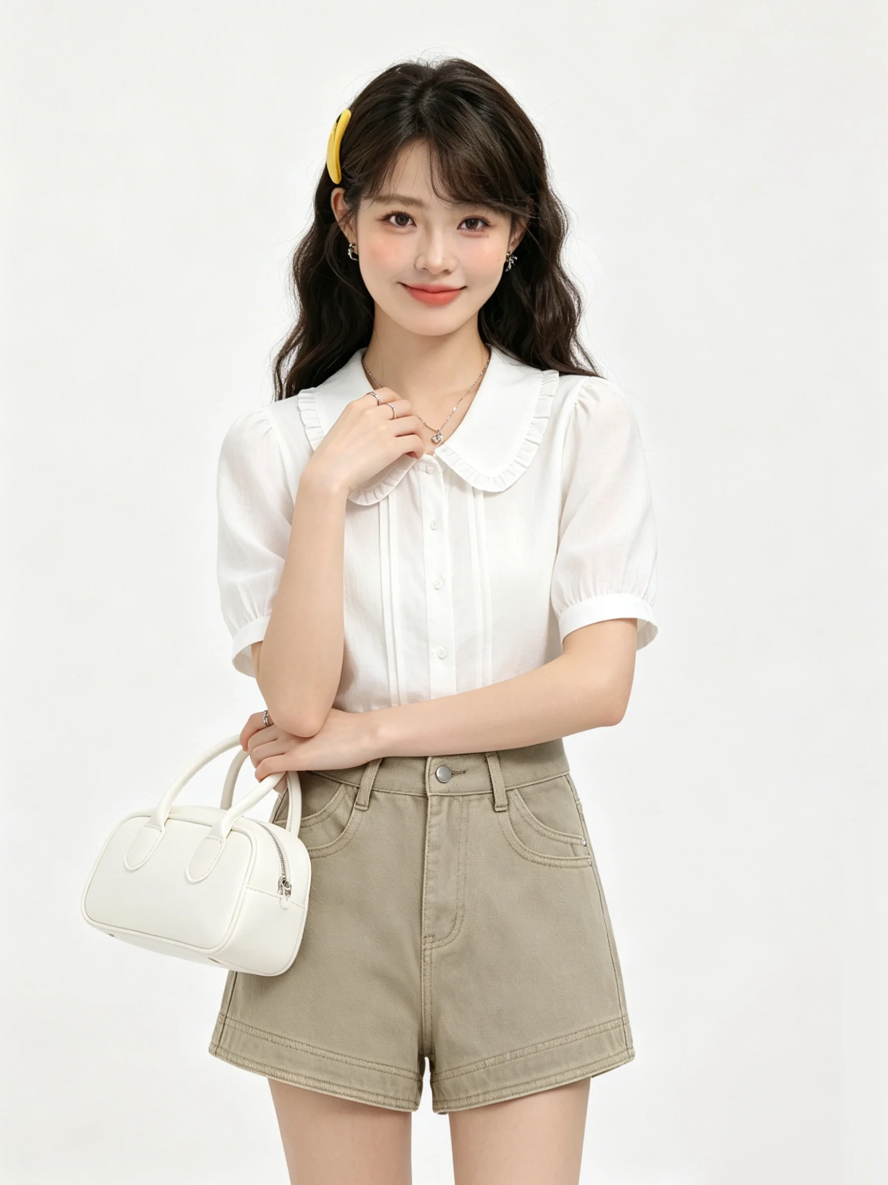 

Korean Style Khaki Denim Short Pants Women's Summer Vintage High Waist Slimming Sexy Loose Wide Leg Pants Commuting