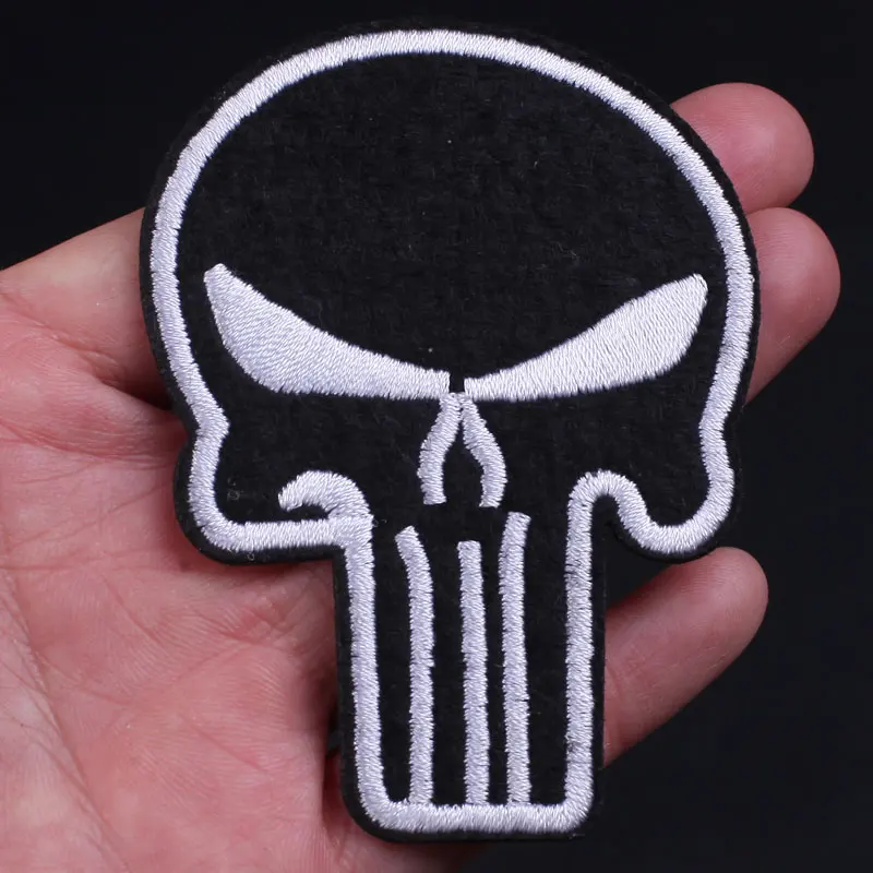 Iron on Punisher Military Skull Embroidered Patches for Clothing Thermoadhesive Patch Stickers on Hippie Clothes Applique Badges