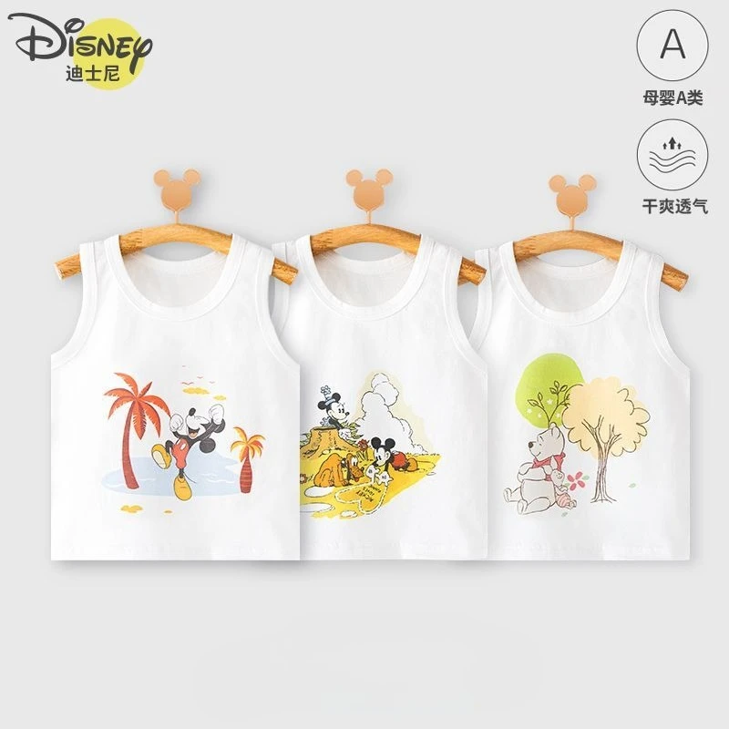 Kawaii Disney Pooh Beer Minnie Kinderzomer Nieuwe Mode Leuke Cartoon Ontwerp Zacht Katoen Mouwloos Hemdje T-shirt Top
