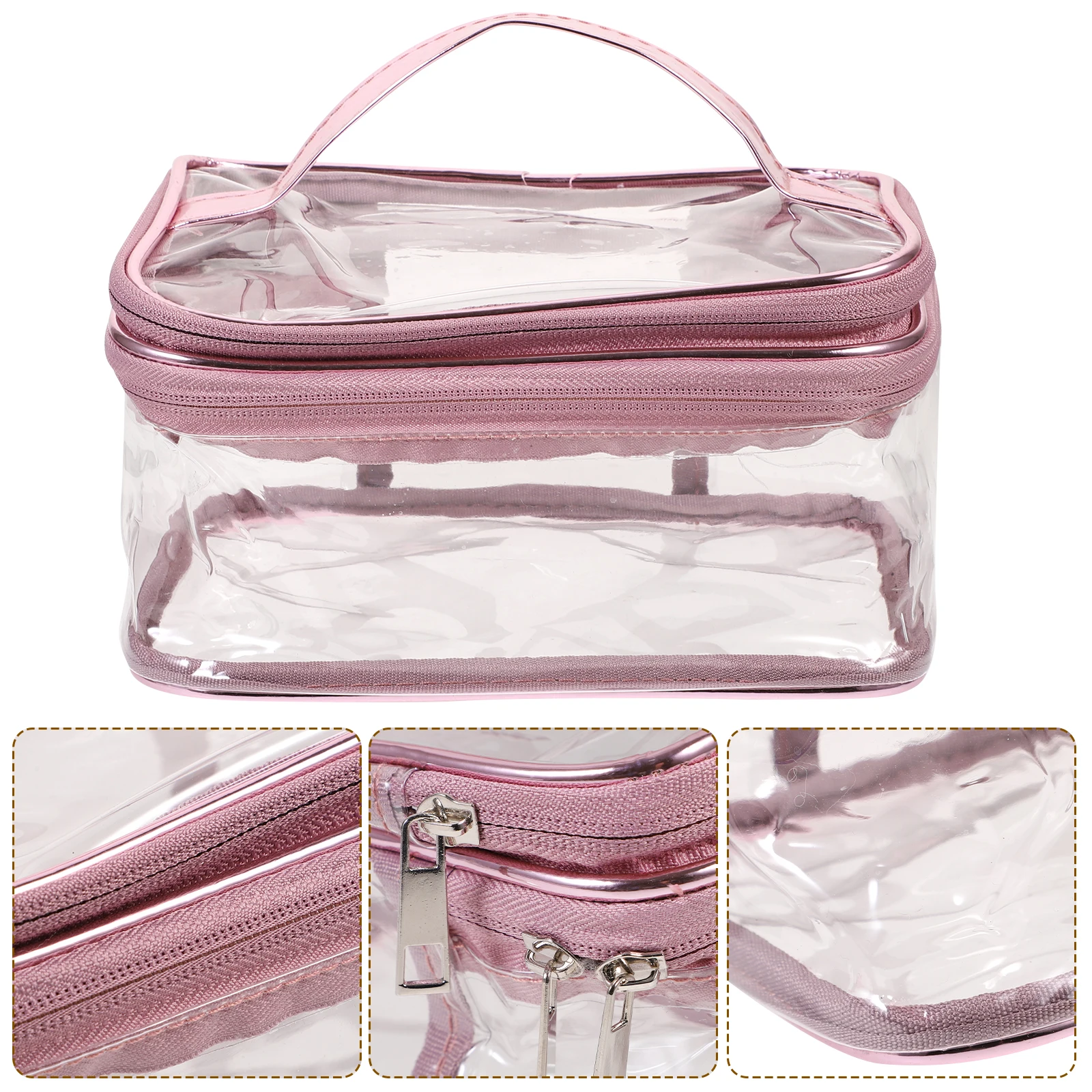 

Travel Bag Makeup Cosmetics Pouch Storage Box Toiletry Pink Aluminum Alloy Woman